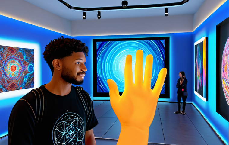 메타버스 내 경제 활동과 커뮤니티 참여 - Digital Art & NFTs**

"A brightly lit virtual art gallery in the Metaverse, featuring diverse NFT ar...