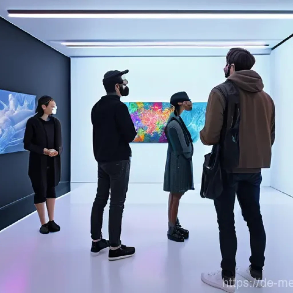 메타버스에서의 취미 중심 커뮤니티 탐색 - A Dynamic Metaverse Art Exhibition**
"A vibrant and futuristic virtual art gallery within a bustling...