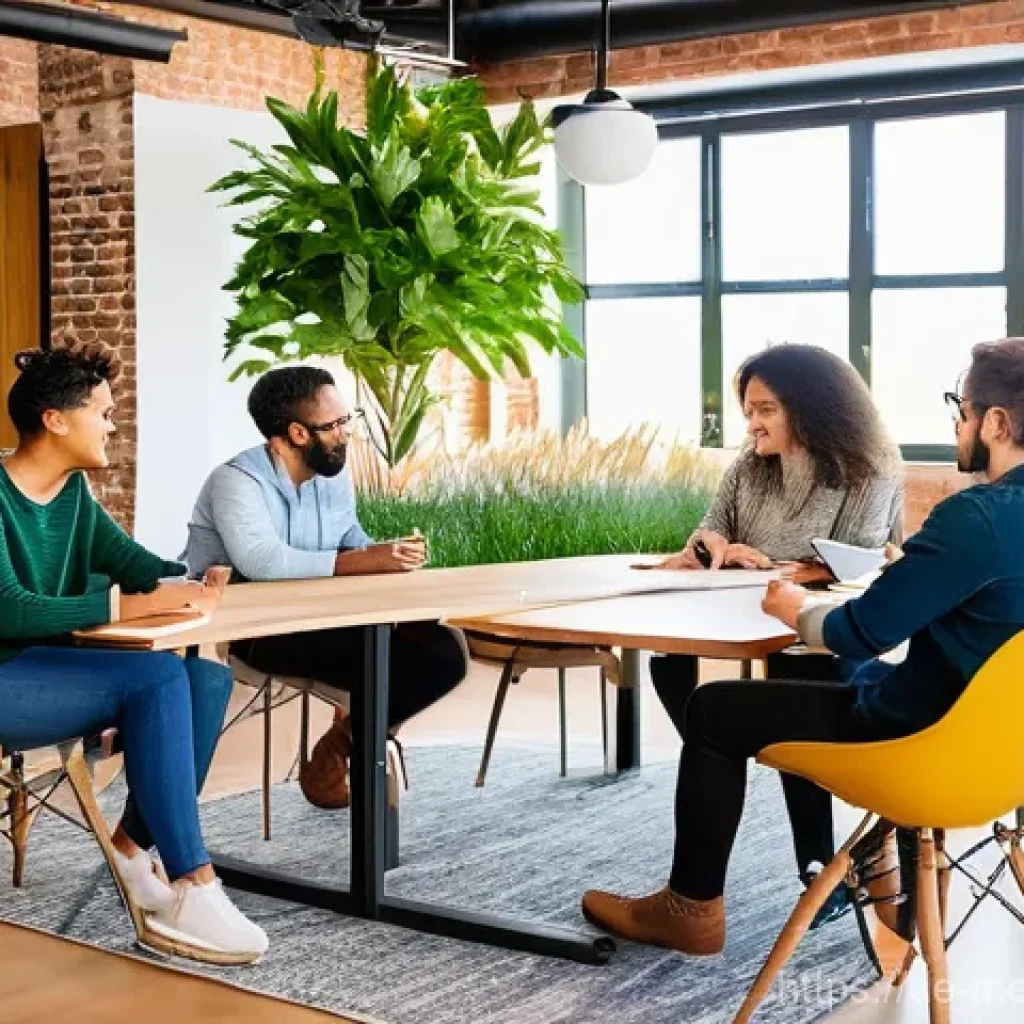 커뮤니티 멤버십의 중요성 - **Prompt 1: Diverse Community Collaboration in a Modern Hub**
A vibrant, warmly lit co-working s...