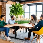 커뮤니티 멤버십의 중요성 - **Prompt 1: Diverse Community Collaboration in a Modern Hub**
    A vibrant, warmly lit co-working s...