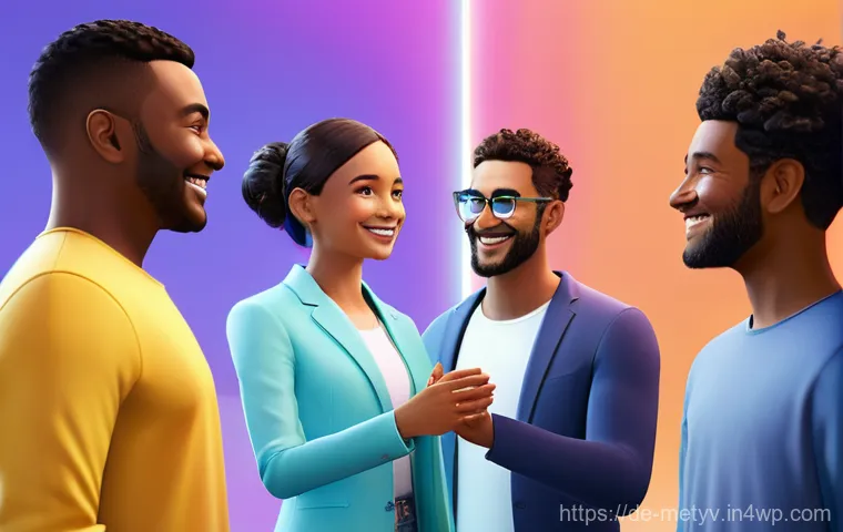 가상 현실에서의 커뮤니티 마케팅 전략 - **Prompt: Vibrant VR Community Gathering with Emphasis on Empathy and Connection**
    "A group of d...