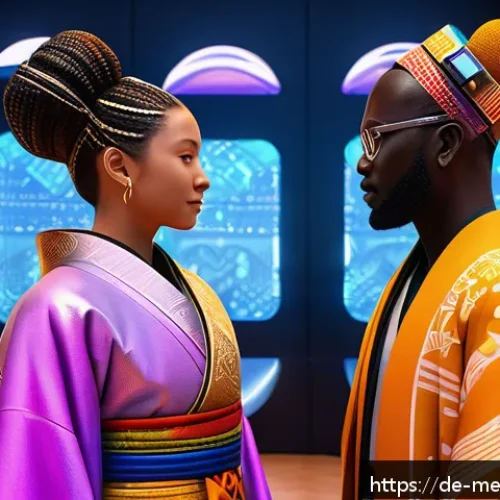 Home 17 메타버스에서의 문화적 다양성 인식 - A vibrant digital marketplace inside the metaverse, showcasing avatars from diverse cultural backgro...