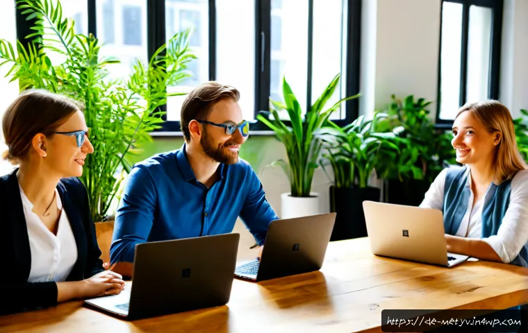 메타버스에서의 지속 가능한 네트워킹 - Photorealistic modern coworking space in Berlin, diverse German professionals wearing subtle mixed-r...